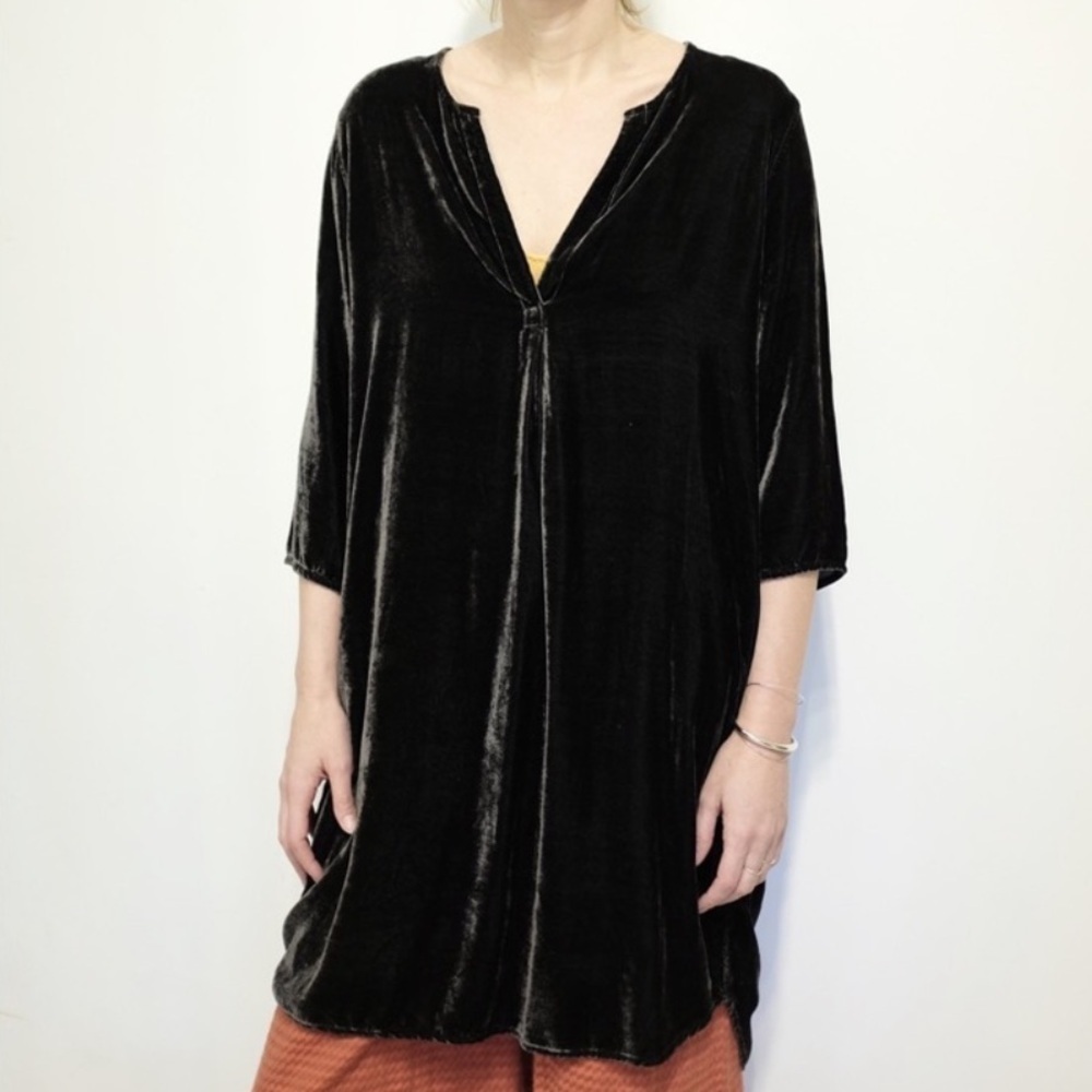 CP Shades Black Halle Velvet Tunic Dress Sz S